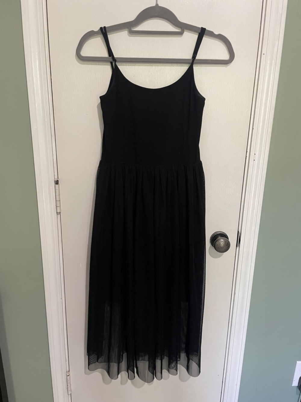 love...ady vintage Black Midi Dress with Sheer Overlay